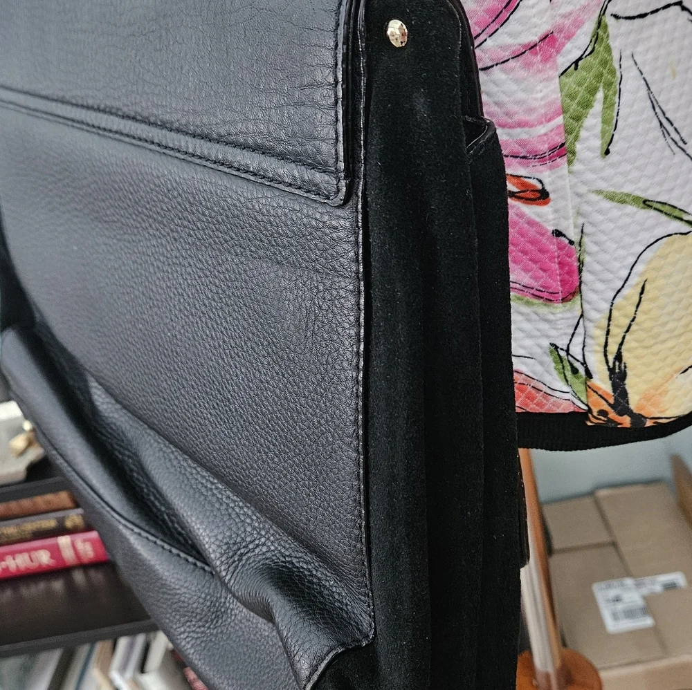Kate Spade Black Leather And Suede Handbag Crossbody Satchel Tote